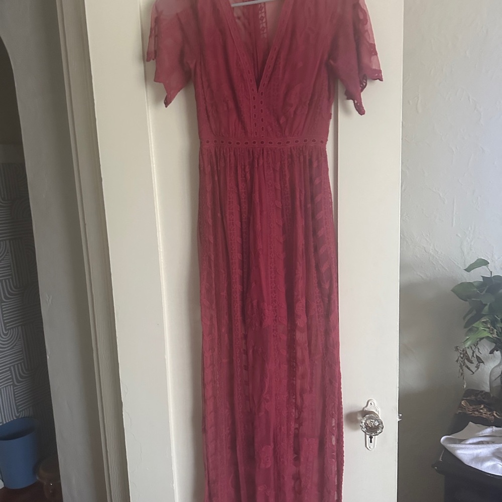 Pins & Needles Burgundy Lace Maxi Dress